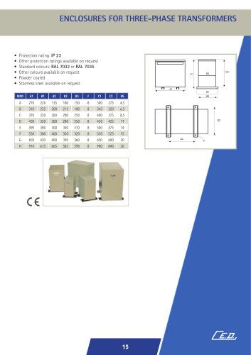 ENCLOSURES FOR THREE-PHASE TRANSFORMERS