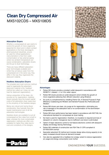 Clean Dry Compressed Air MXS102CDS – MXS108DS