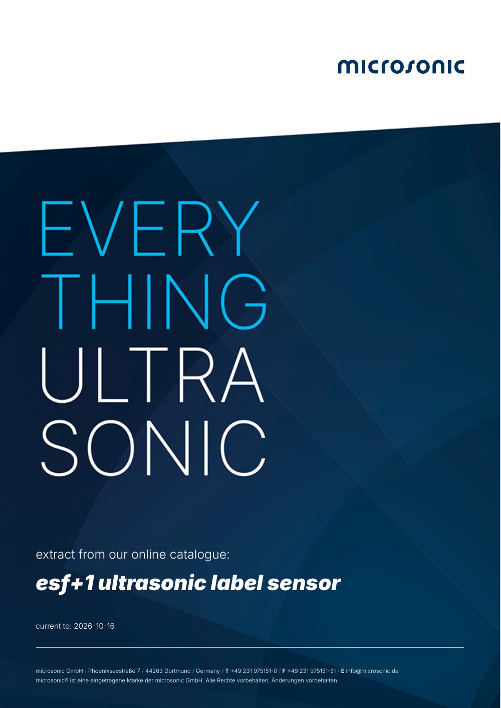 esf+1 ultrasonic label sensor - microsonic