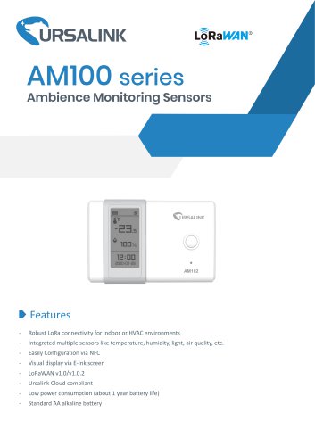 AM100 LoRaWAN Sensor for Indoor Ambience Monitoring