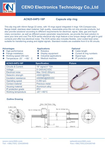 CENO Capsule slip rings with 25mm diameter ACN25-04P2-18P