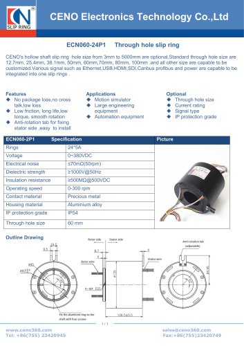 CENO Through hole slip ring with 60mm hole ECN060-24P1