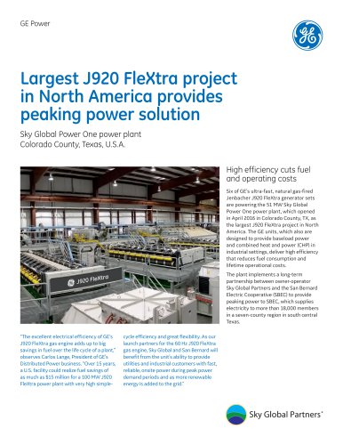 Largest J920 FleXtra project in North America provides peaking power solution