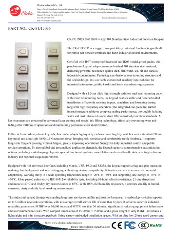 Waterproof 4 keys stainless steel function keypad