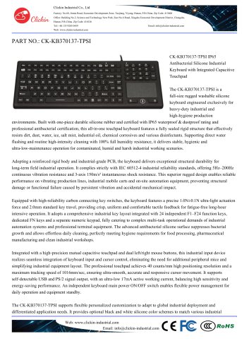 Waterproof Antibacterial silicone rubber keyboard with integrated touchpad mouse