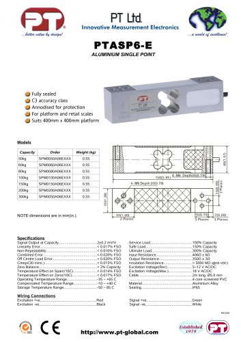 Single Point Load Cells-Aluminium, Low Cost, 400x400mm platform. PTASP6-E