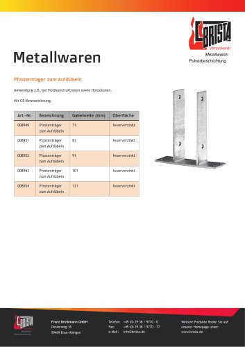 Metallwaren Pfostenträger zum Aufdübeln