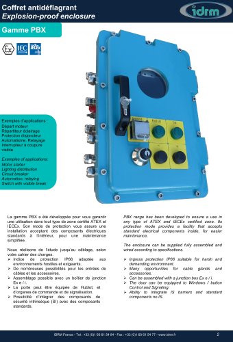 Explosion-proof enclosure IIB - ATEX and IECEx - Gamme PBX