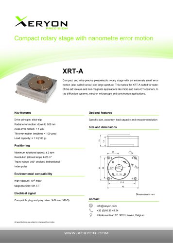 XRT-A - Compact rotary stage with nanometre error motion