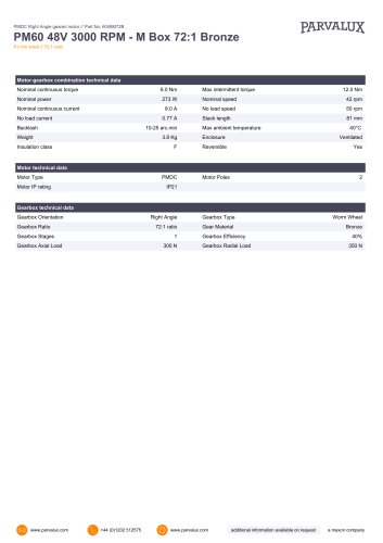 PM60 48V 3000 RPM - M Box 72:1 Bronze