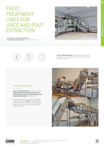 FRUIT TREATMENT LINES FOR JUICE AND PULP EXTRACTION