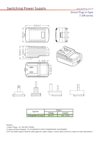 SMPS-7.5W Series With Interchangeable Plugs