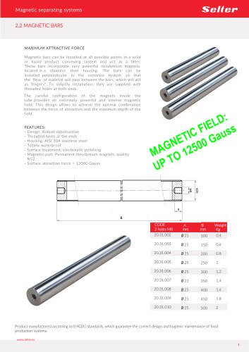 MAGNETIC SEPARATING SYSTEM: BARS (12000 Gauss)