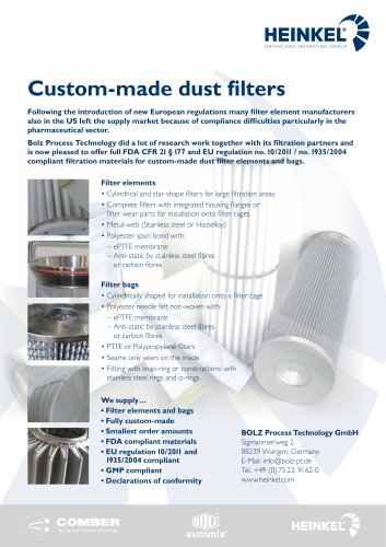 Custom Made Dust Filters