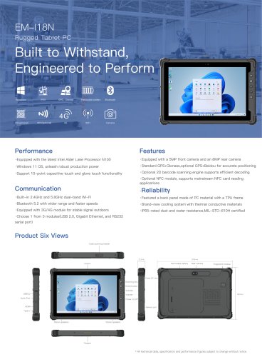EM-I18N spe Emdoor Info. Rugged Tablet PC 