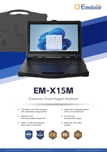 EM-X15M Rugged AI PC High-capacity Dual-battery with a dedicated AI engine(NPU)