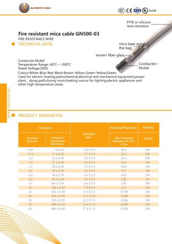 Fire resistant mica cable GN500-03