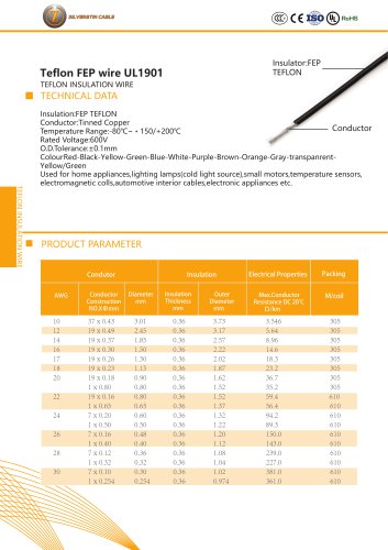 Teflon FEP wire UL1901