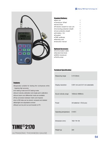 TIME2170 Ultrasonic Thickness Meter for Thin Workpieces