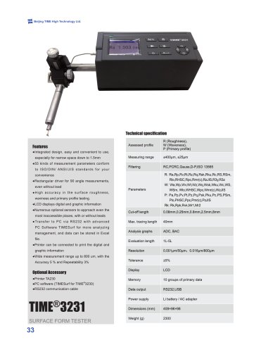 TIME3231 Skid-less and Skidded Surface Roughness Tester