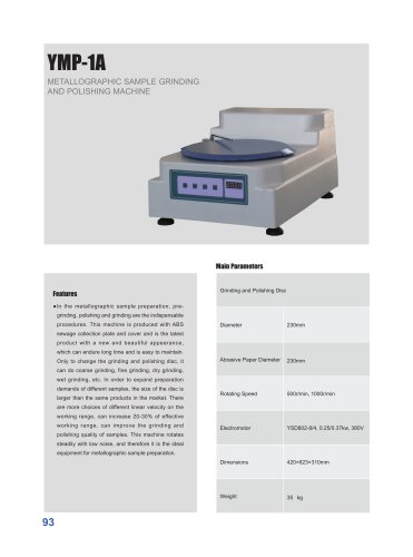 YMP-1A Sample Grinding and Polishing Machine