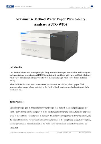 AUTO W806 Gravimetric Method Water Vapor Permeability Analyzer A3(20251119)