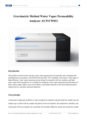 AUTO W812 Gravimetric Method Water Vapor Permeability Analyzer A3(20260526)