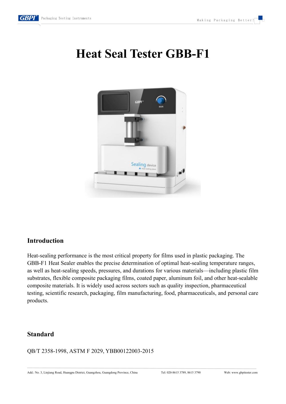 GBB-F1 Heat Seal Tester A0(20250530) - Guangzhou Biaoji Packaging Equipment Co., Ltd.