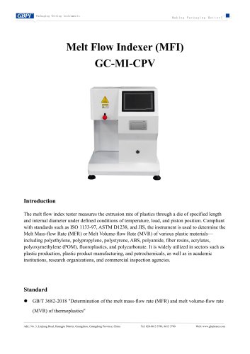 GC-MI-CPV Melt Flow Indexer (MFI) A0（20250604）