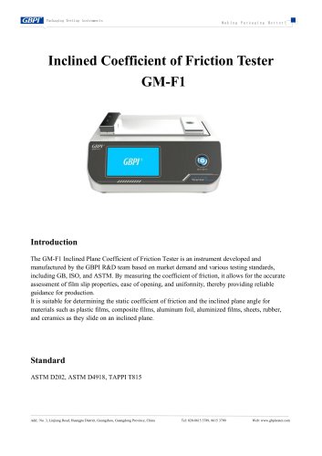GM-F1 Inclined Coefficient of Friction Tester A2(20250516)