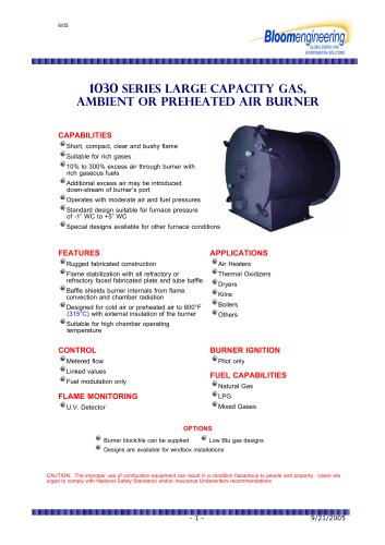 Large Capacity Hot and Cold Air Fabricated Low NOx Direct Fired Baffle Burner Series     1030