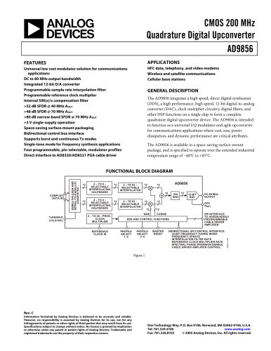 AD9856 CMOS 200 MHz Quadrature Digital Upconverter