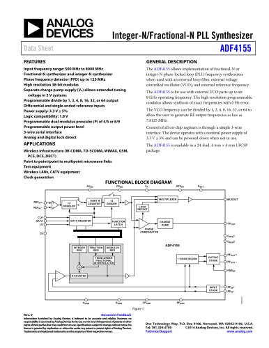 ADF4155: Integer-N/Fractional-N PLL Synthesizer