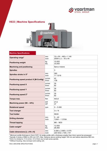 V633 - Machine Specifications