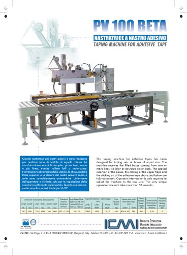 ICMI's taping machines for self-adhesive tape PV100