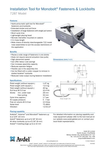 Installation Tool for Monobolt® Fasteners & Lockbolts 7287 Model