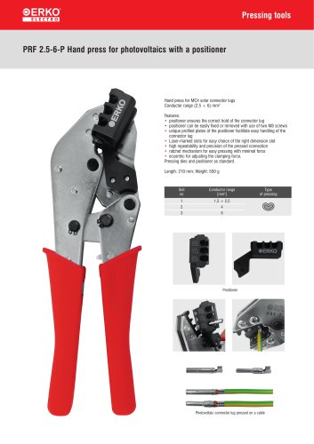 PRF 2.5-6-P Hand press for photovoltaics with a positioner