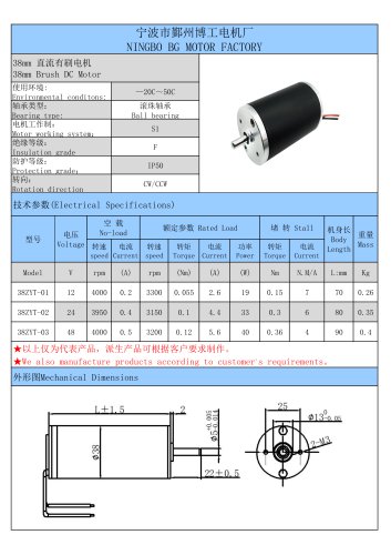 The DC Brushed Motor Catalogo From Ningbo BG Motor Factory