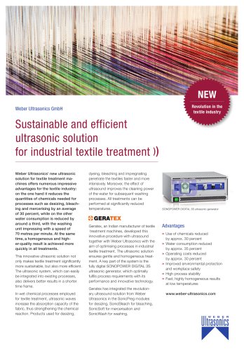 ultrasonic solution for industrial textile treatment