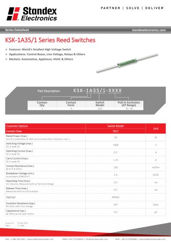 KSK-1A35-1 Series Reed Switches