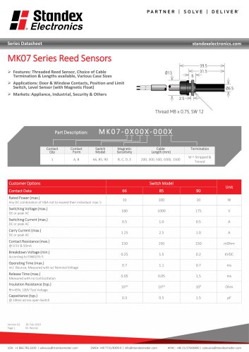 MK07 SERIES REED SENSOR