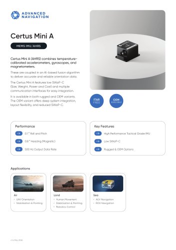 CERTUS MINI A MEMS IMU Datasheet