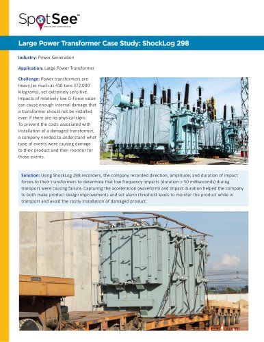 2018 ShockLog 298 : Large Power Transformer Case Study