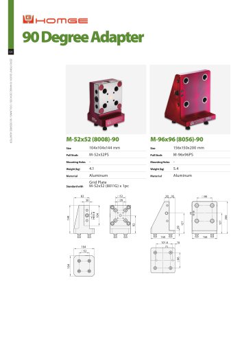 90 DEGREE ADAPTERS for Zero Point Quick Clamping Systems