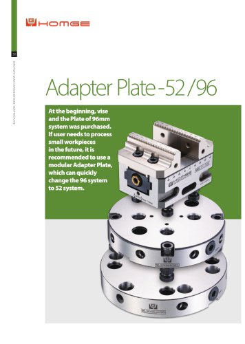 ADAPTER PLATE 96/52 -G (Model: 8003G, 8006G) ZERO POINT QUICK CHANGING RECTANGULAR and ROUND