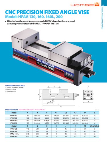 CNC PRECISION FIXED ANGLE VISE (HPAV-)