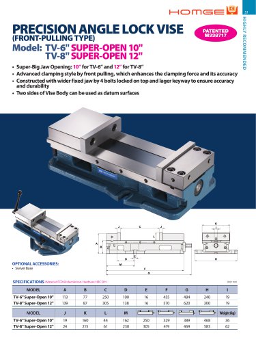 TV PRECISION ANGLE LOCK VISE (FRONT-PULLING TYPE)