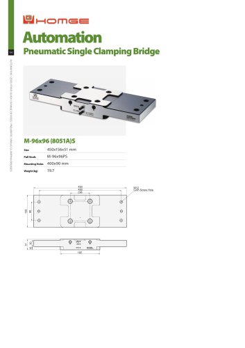 ZERO-POINT QUICK CHANGE PNEUMATIC CLAMPING BRIDGE – 1 Station (8051A)S