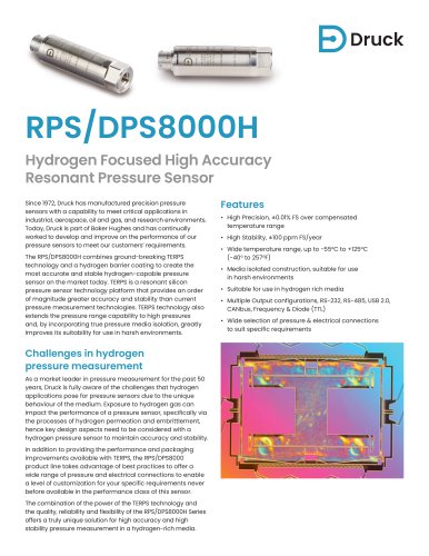 RPS/DPS8000H Hydrogen Pressure Sensor