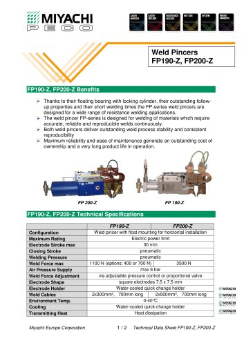 High Force Spot Welding Pliers for Automation - FP190-Z, FP200-Z